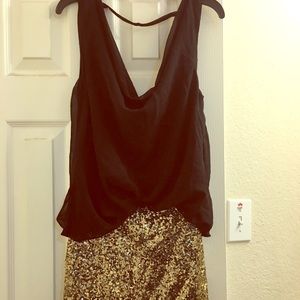 Black sequined dress with semi-open back!